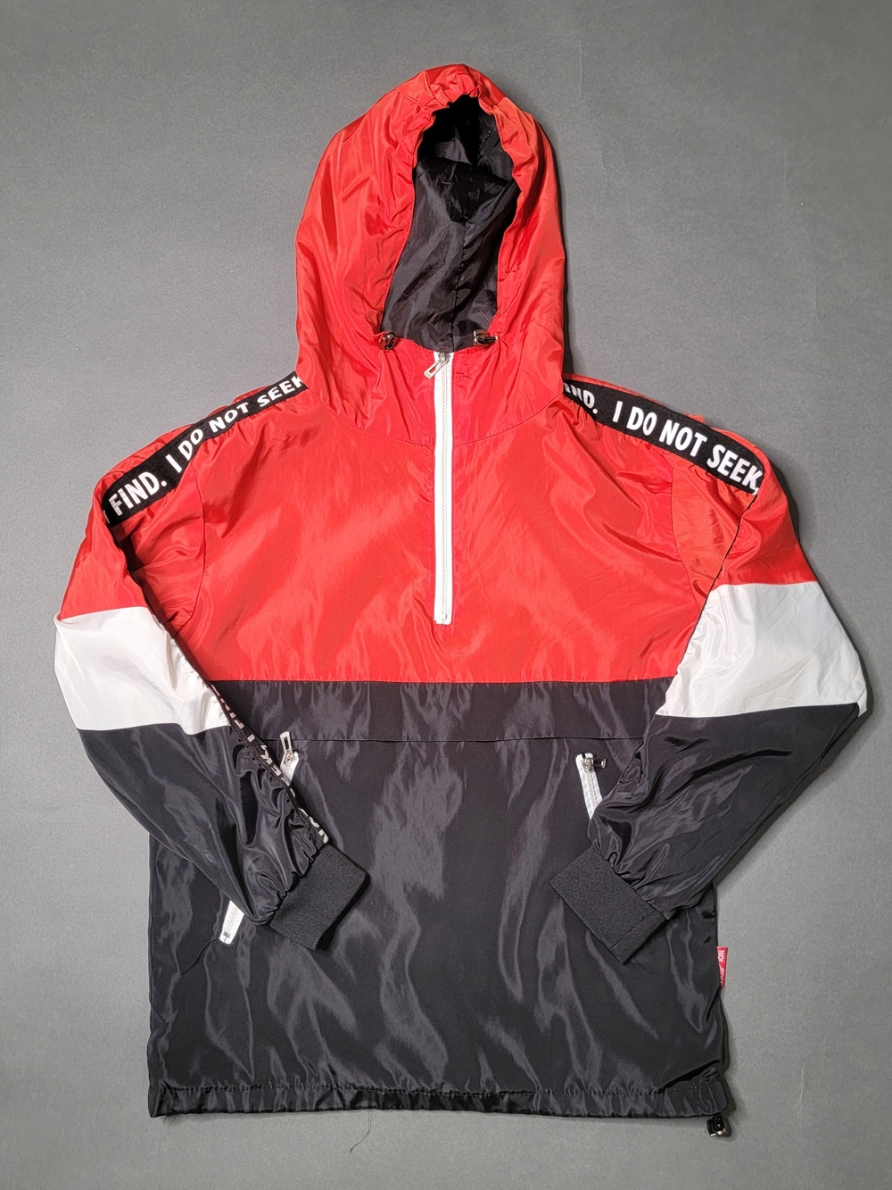 Red Black and White Colorblock Pullover FASHION Windbreaker Jacket